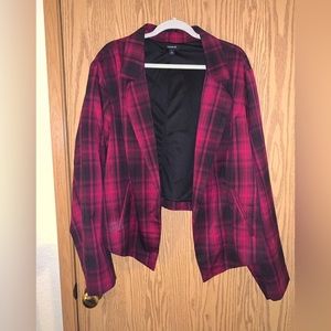 Black and Pink Plaid Blazer